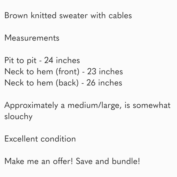 Vintage Knit Cabled Brown Fisherman Sweater - Picture 4 of 4